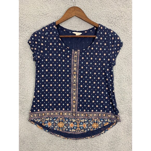 LUCKY BRAND S/P Blue Floral Mandal Geometric Artistic Design Sleeveless Shirt - Picture 1 of 9